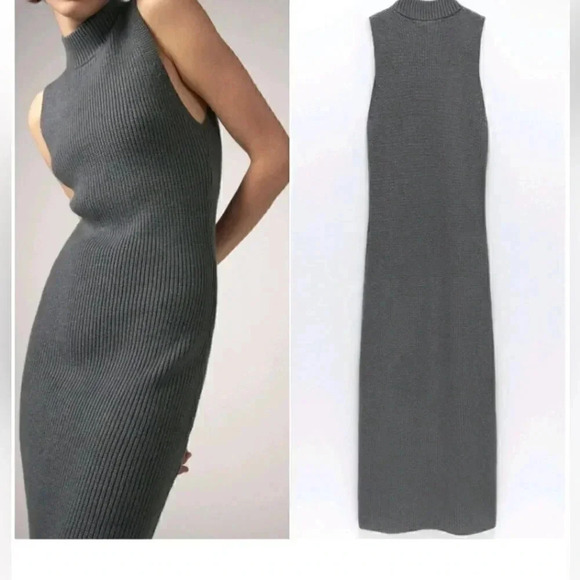 Zara Maxi Knit Dress in Gray Sz M - Picture 1 of 5